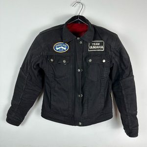 BILT IRON WORKERS Size Small Women Black Denim Motorcycle Jacket Team Yamaha